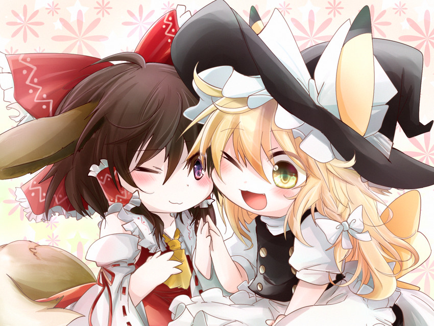 hakurei reimu and kirisame marisa (touhou and 1 more) drawn by asyuaffw