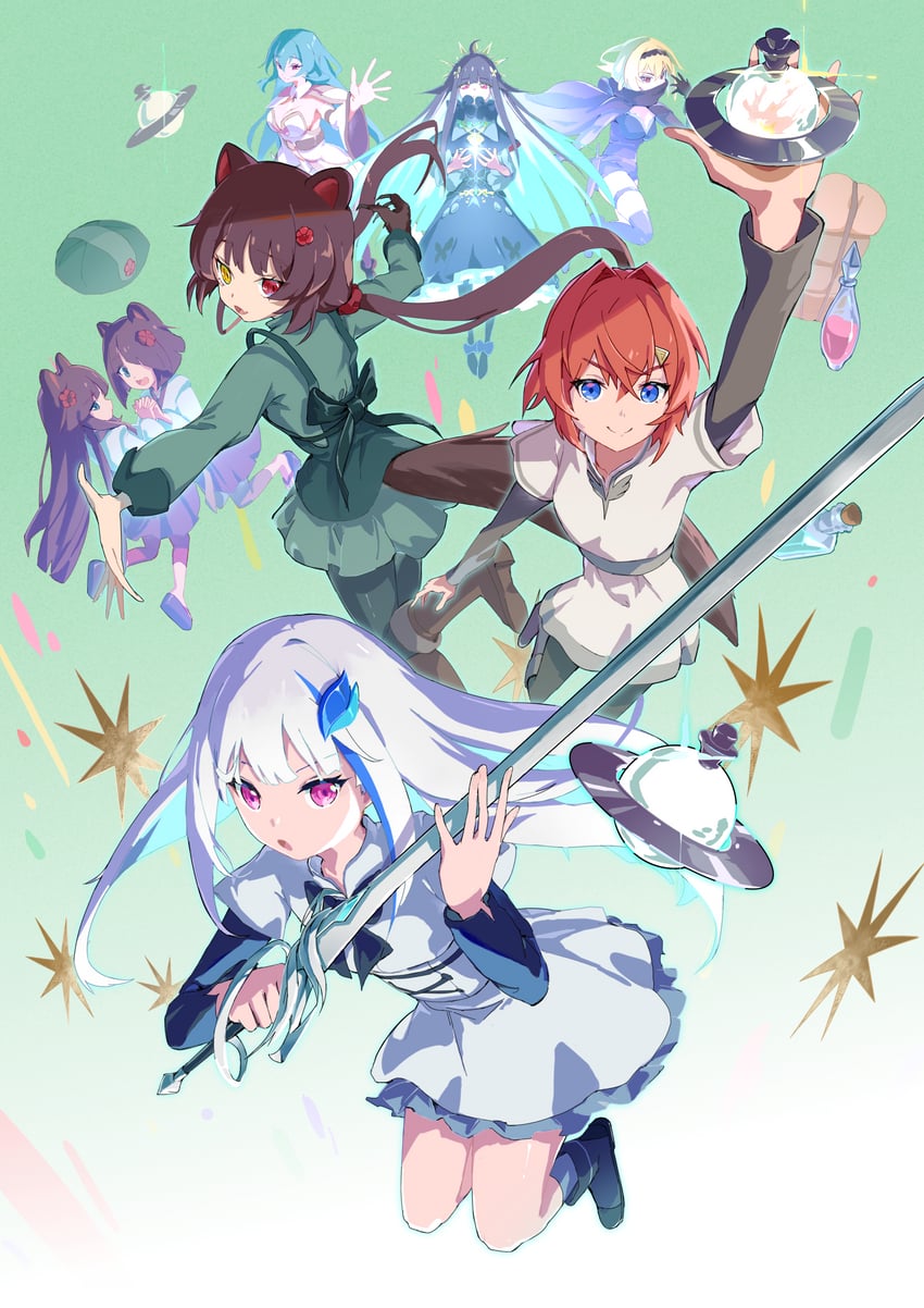lize helesta, ange katrina, inui toko, elegia, ken, and 3 more (nijisanji and 1 more) drawn by pierre_(pierrehakule)