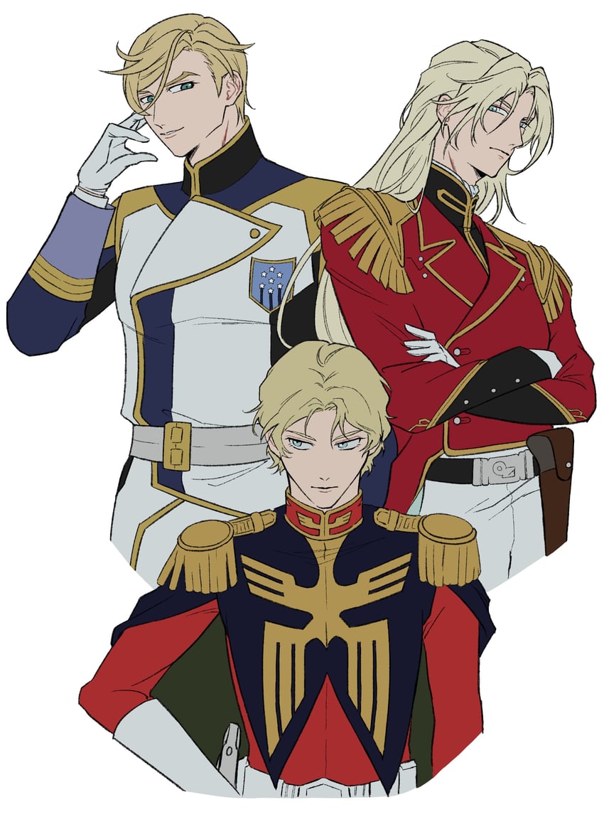 char aznable, mcgillis fareed, and zechs merquise (gundam and 3 more) drawn by basic_learning