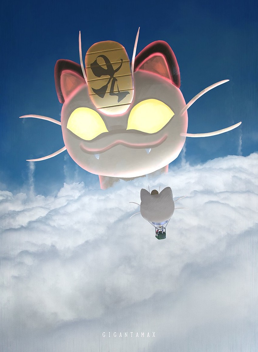 jessie, james, meowth, and gigantamax meowth (pokemon and 1 more) drawn by otsumami_(bu-bu-heaven)