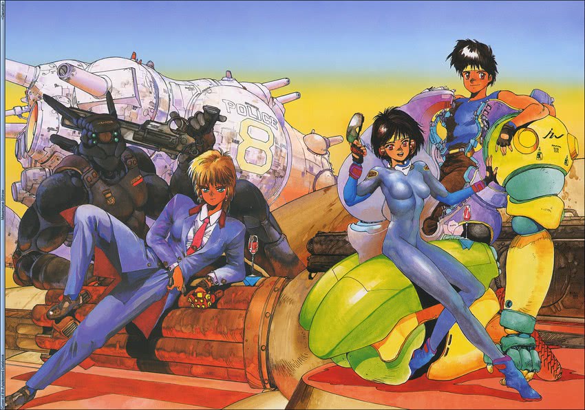 deunan knute, briareos hecatonchires, hitomi, and yoshitsune (appleseed and 1 more) drawn by shirow_masamune