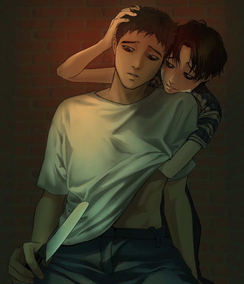 oh sangwoo and yoon bum (killing stalking) drawn by coooga