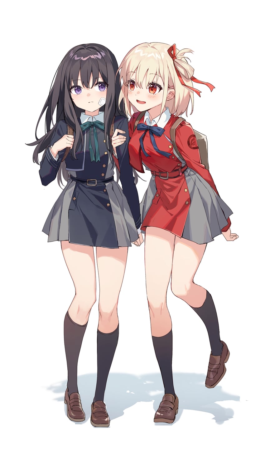 nishikigi chisato and inoue takina (lycoris recoil) drawn by yunweishukuang