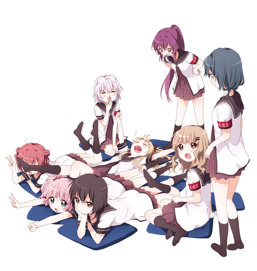toshinou kyouko, akaza akari, funami yui, oomuro sakurako, yoshikawa chinatsu, and 3 more (yuruyuri) drawn by namori