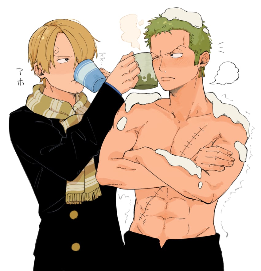roronoa zoro and sanji (one piece) drawn by iqracha