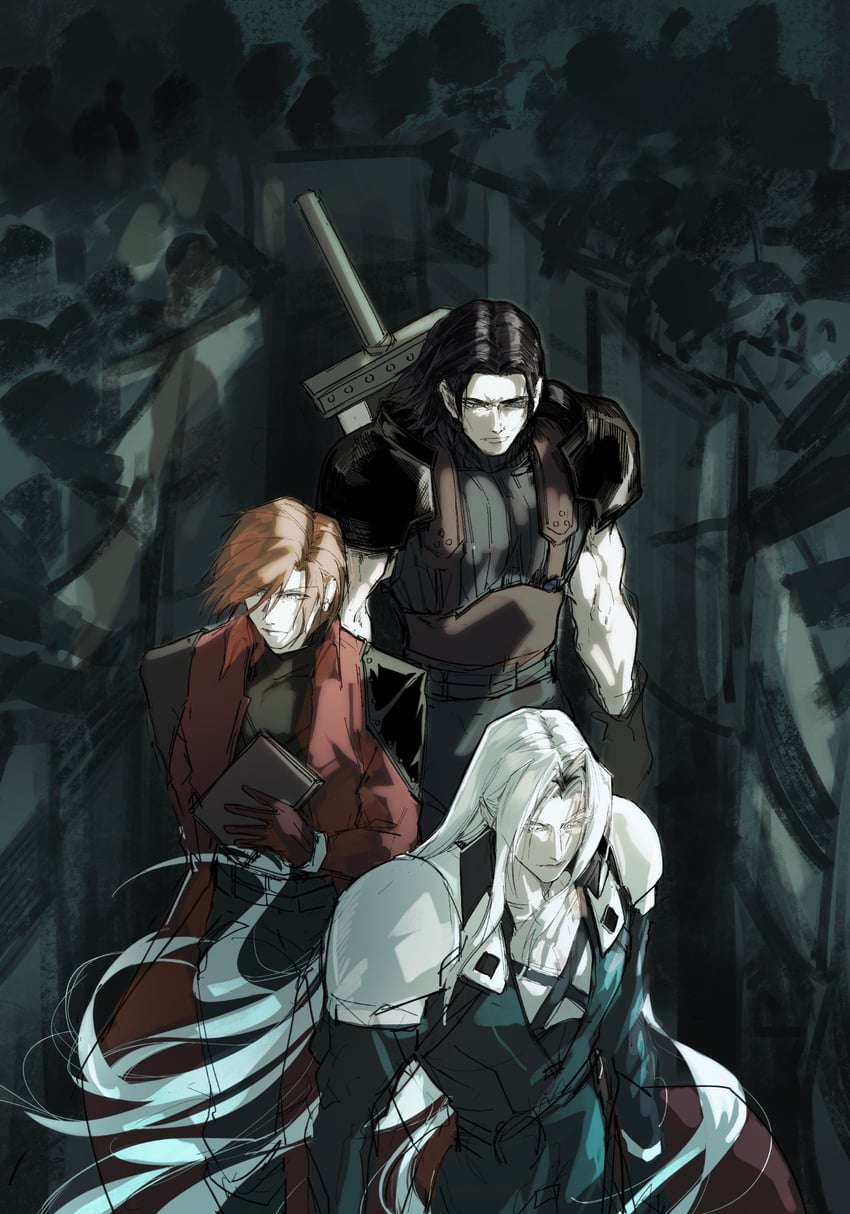 sephiroth, genesis rhapsodos, and angeal hewley (final fantasy and 2 more) drawn by kimberlysc91322