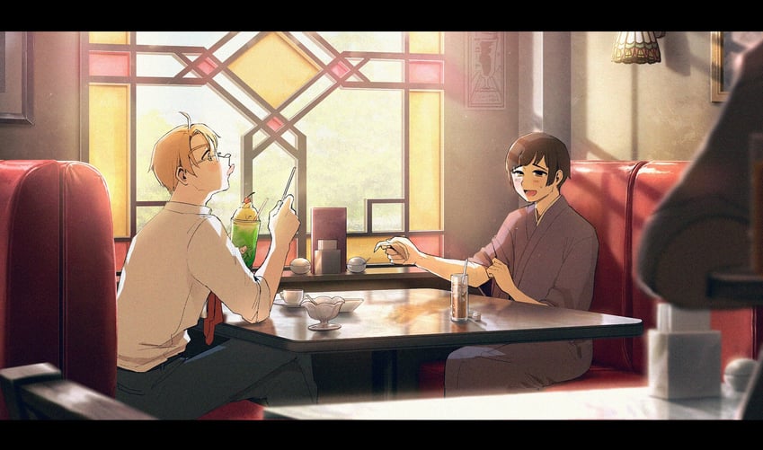 america and japan (axis powers hetalia) drawn by pcpc_onaka