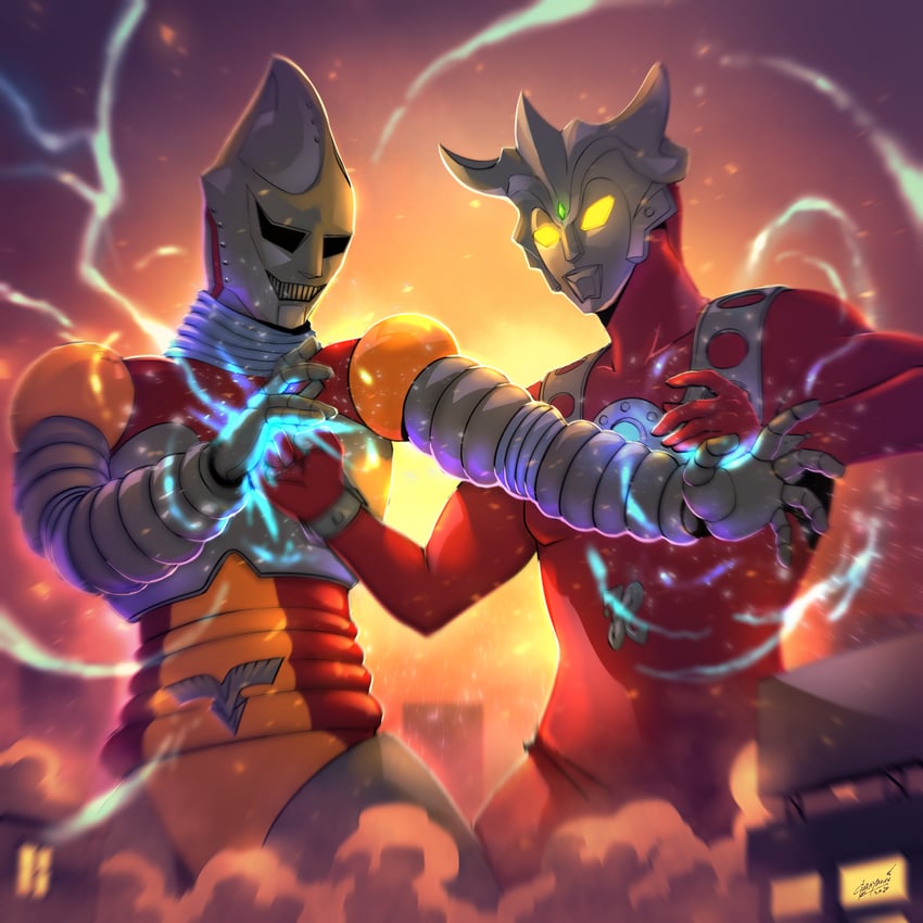 jet jaguar and ultraman leo (ultra series and 3 more) drawn by garayann