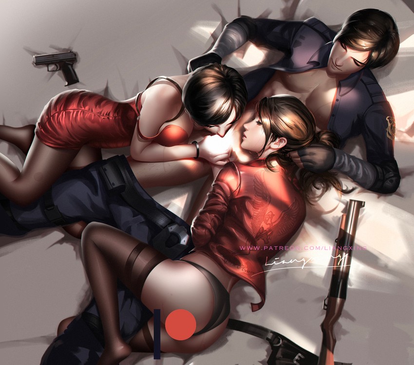 leon s. kennedy, ada wong, and claire redfield (resident evil and 1 more) drawn by liang_xing