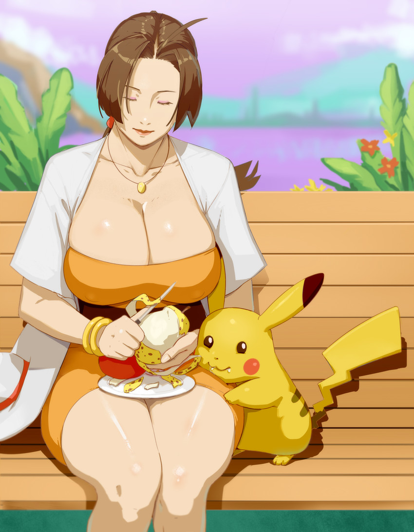 pikachu and delia ketchum (pokemon and 1 more) drawn by materclaws