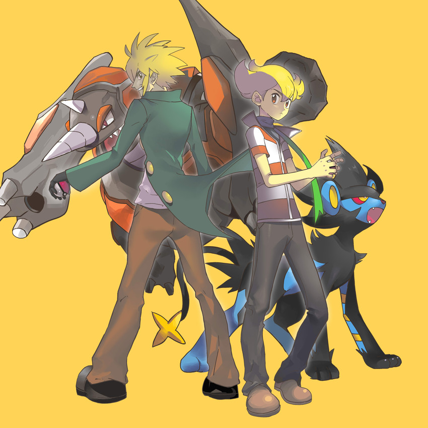 barry, luxray, rhyperior, and palmer (pokemon and 1 more) drawn by hiro_(user_negm3832)