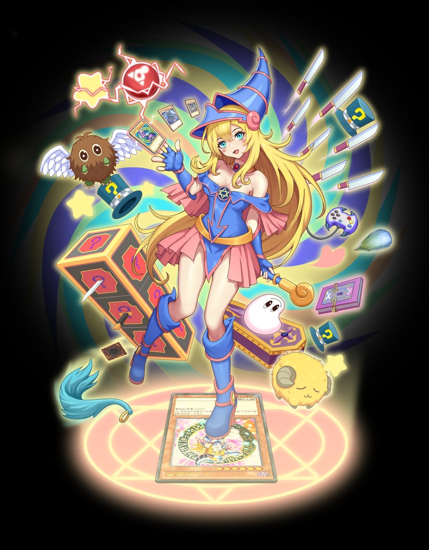 dark magician girl, dark magician, winged kuriboh, marshmallon, scapegoat, and 8 more (yu-gi-oh!) drawn by kokoala