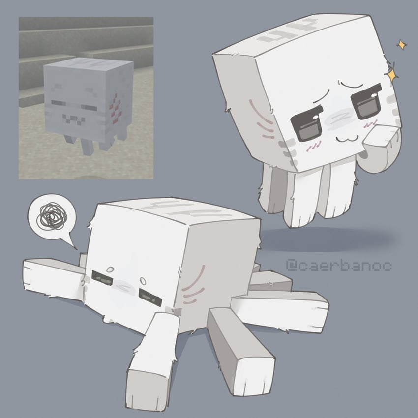 ghast, happy ghast, and dried ghast (minecraft) drawn by caerbanoc