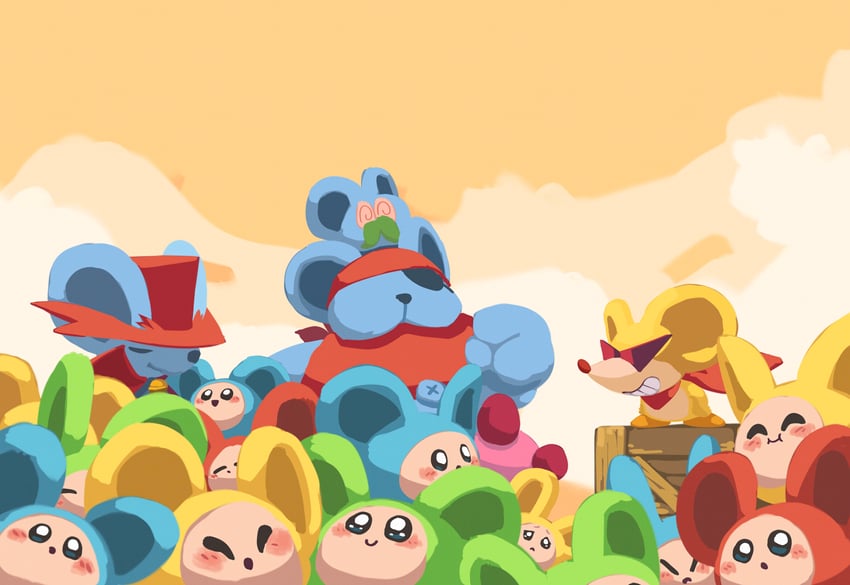 kirby, daroach, doc, spinni, storo, and 1 more (kirby and 1 more) drawn by suyasuyabi