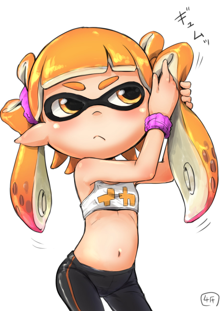 inkling player character and inkling girl (splatoon and 1 more) drawn by 4shi