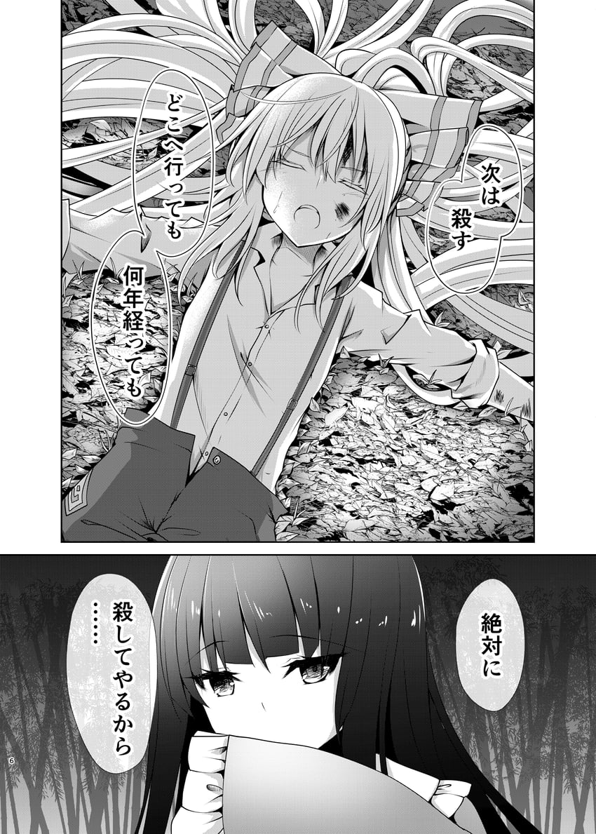 fujiwara no mokou and houraisan kaguya (touhou) drawn by kitora_(kisekinonameko)