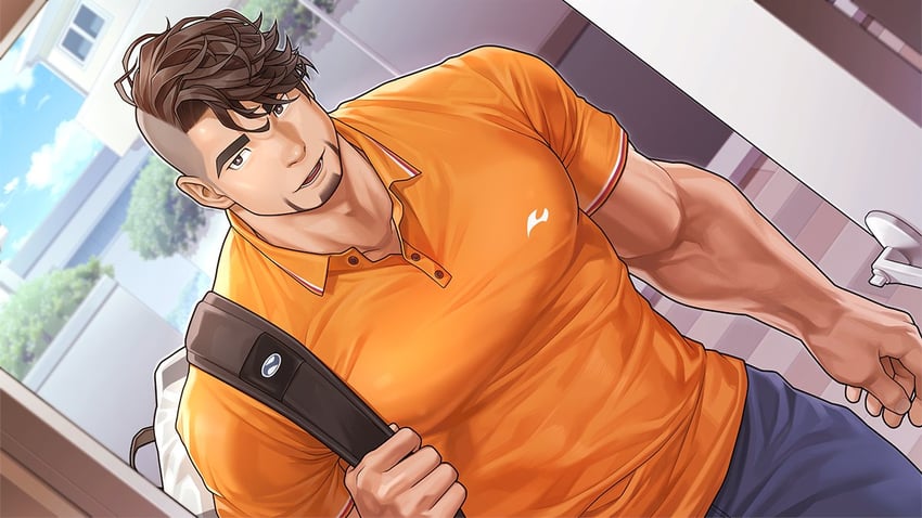 atsushi kenzaki (gachimuchi de dosukebe na kateikyoushi no oniisan to sugosu natsu) drawn by wasp_(anthyutena)
