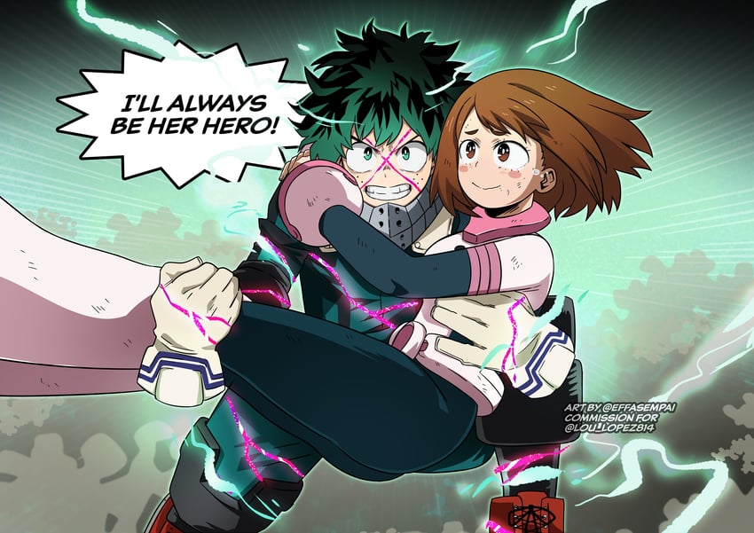 midoriya izuku and uraraka ochaco (boku no hero academia) drawn by effasempai