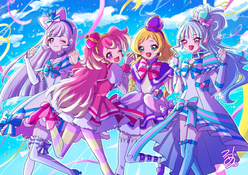 nekoyashiki yuki, inukai komugi, nekoyashiki mayu, inukai iroha, cure wonderful, and 3 more (precure and 1 more) drawn by koume_paint