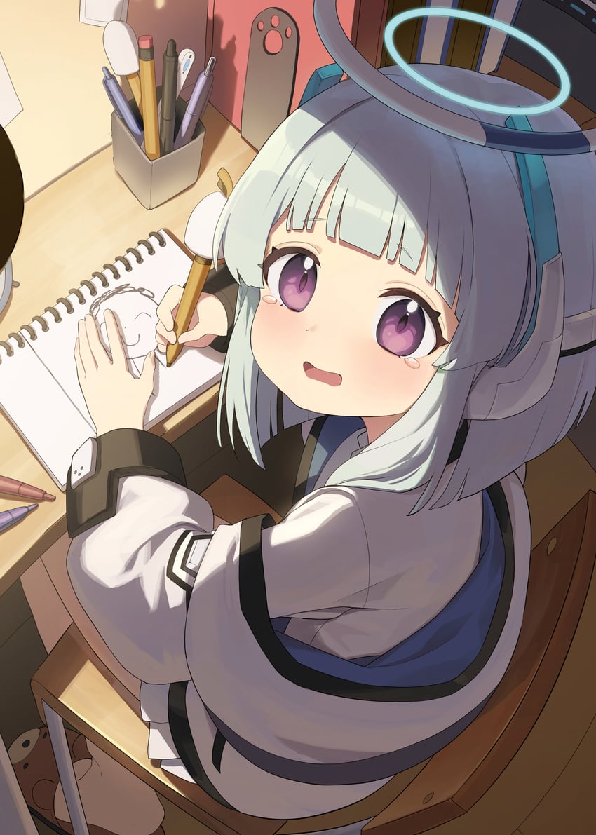 sensei, doodle sensei, and noa (blue archive) drawn by bada_(jksh5056)