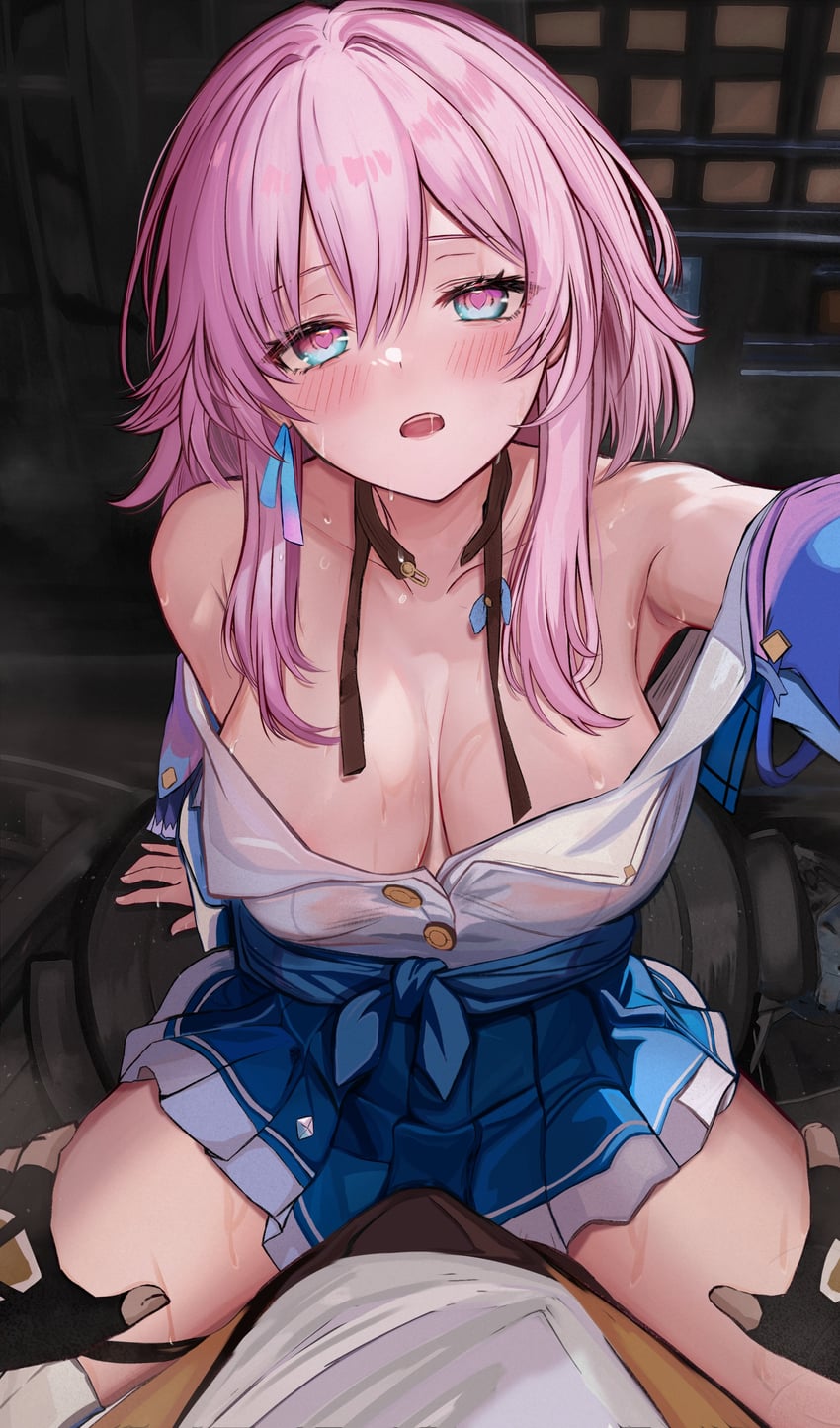 trailblazer, march 7th, and caelus (honkai and 1 more) drawn by efuri_(riarea00)