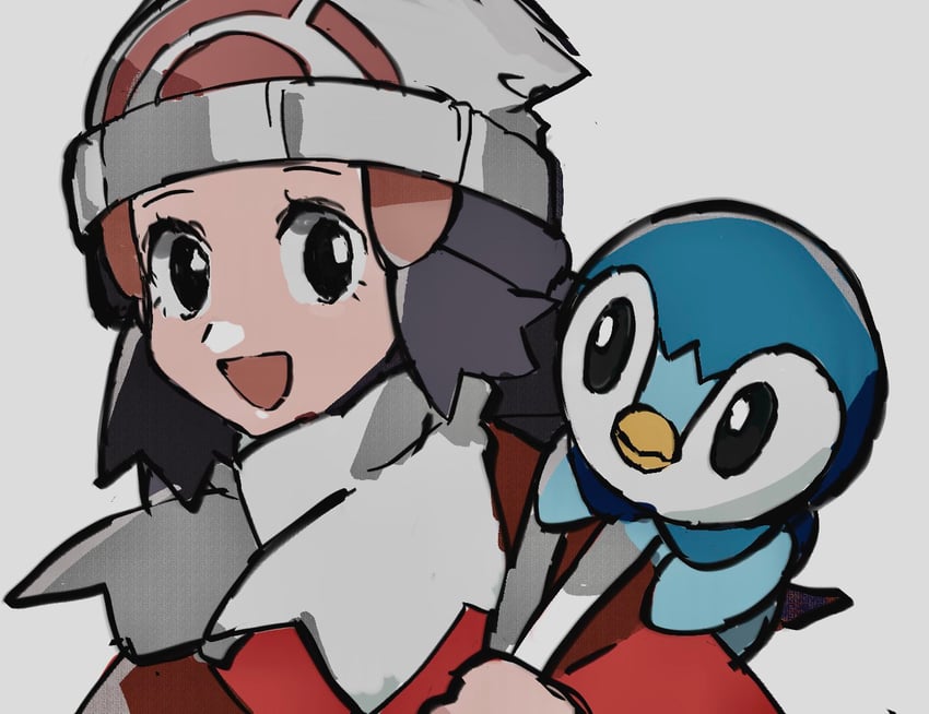 dawn and piplup (pokemon and 2 more) drawn by shichibee_(stm_mimi)