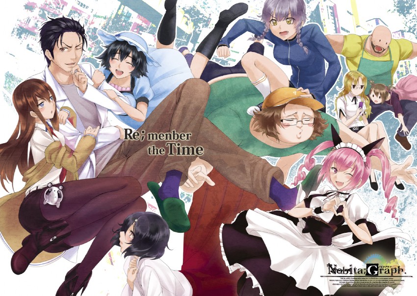 makise kurisu, okabe rintarou, shiina mayuri, amane suzuha, urushibara luka, and 6 more (steins;gate) drawn by nidoro