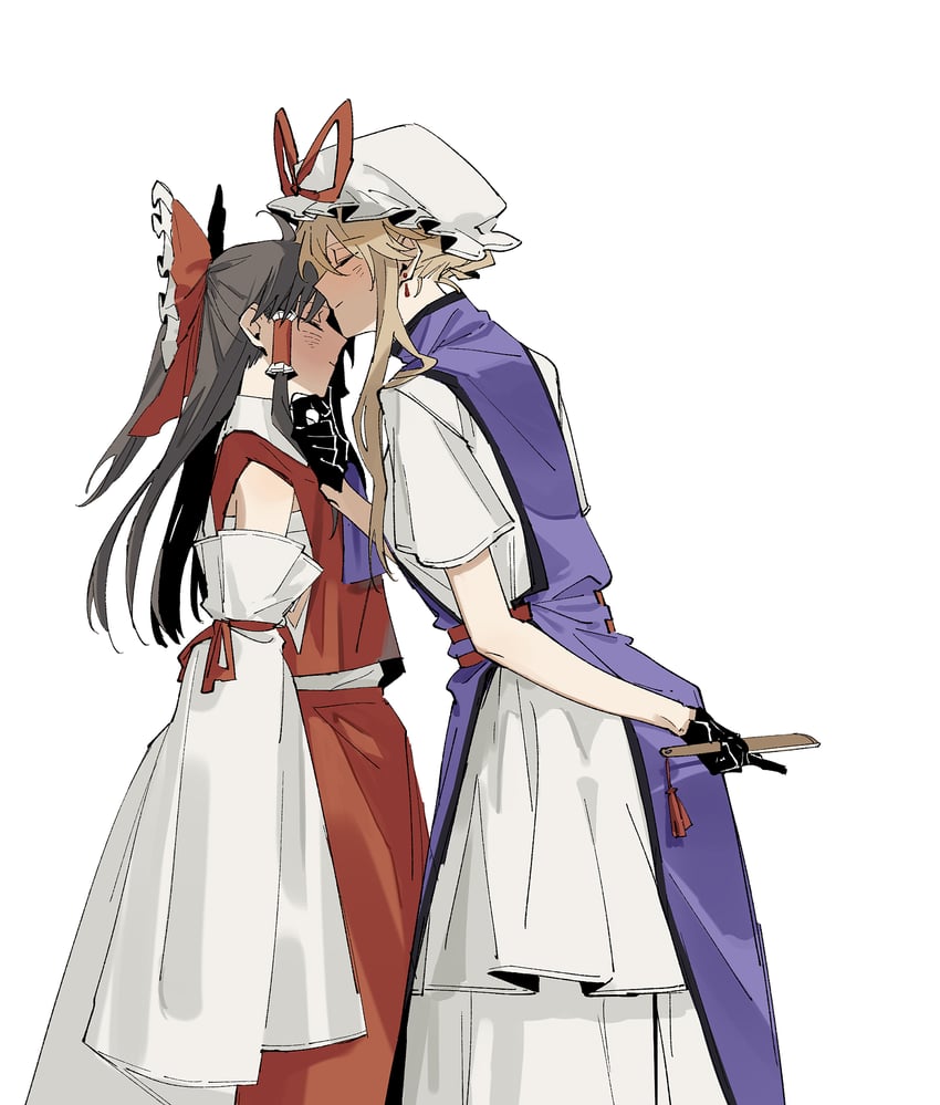 hakurei reimu and yakumo yukari (touhou) drawn by zy_(zyyyyyyy9)