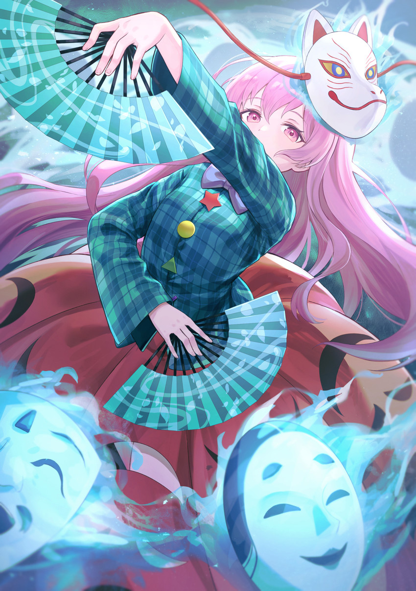 hata no kokoro (touhou) drawn by rice_(okome_no_naru_ki)