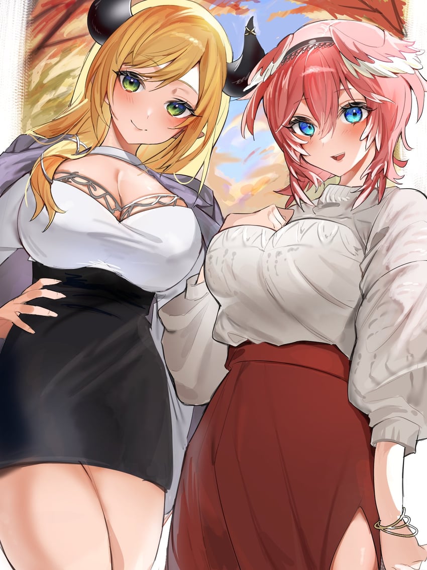 takane lui and yuzuki choco (hololive) drawn by a0z0_aozo