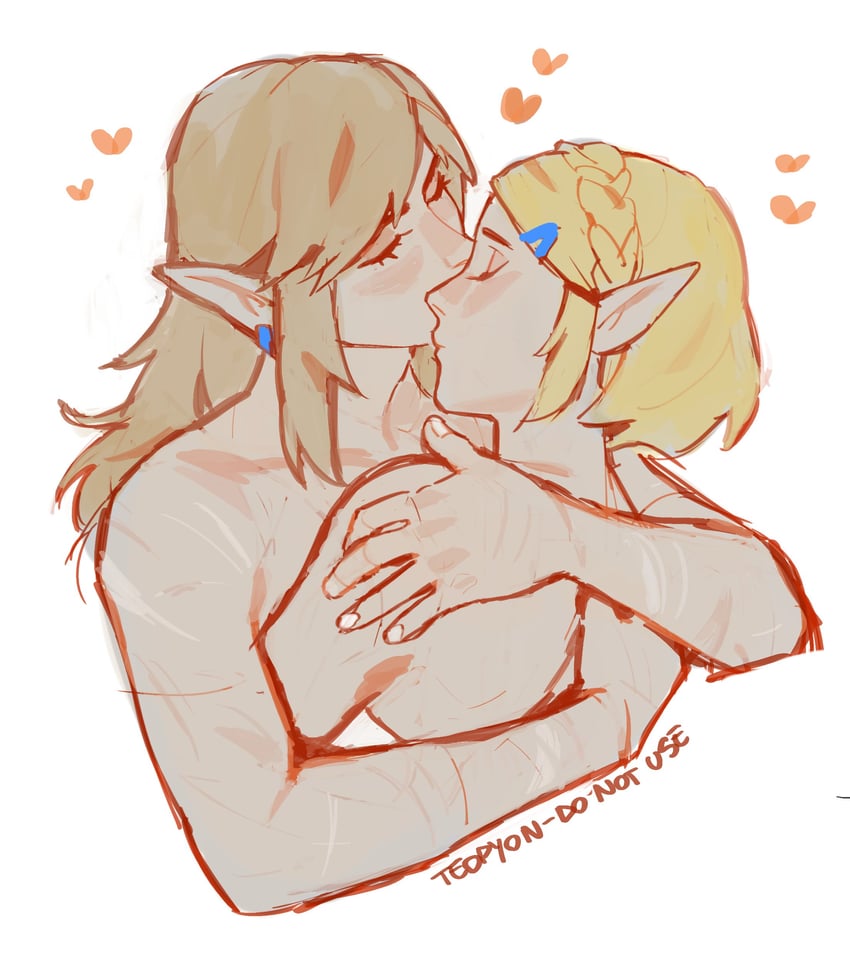 link and princess zelda (the legend of zelda and 1 more) drawn by pyonteo