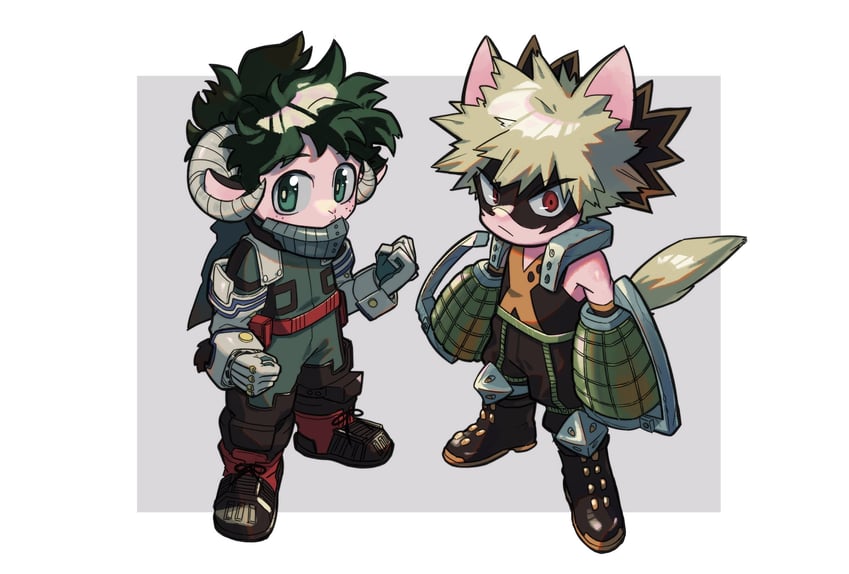midoriya izuku and bakugou katsuki (boku no hero academia) drawn by niwa2wa_tori