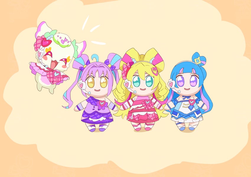cure idol, cure wink, cure kyunkyun, and purirun (precure and 1 more) drawn by otokamu