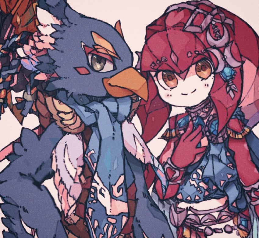 mipha and revali (the legend of zelda and 1 more) drawn by ankomochi_(tomatoaaa)