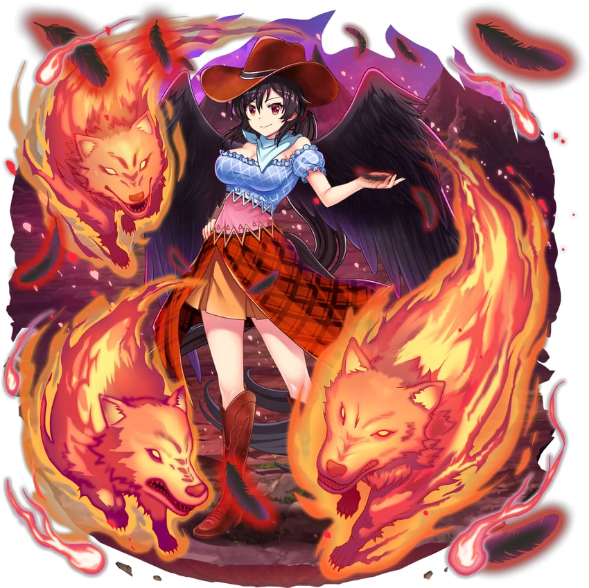 kurokoma saki and wolf spirit (touhou and 1 more) drawn by rotte_(1109)