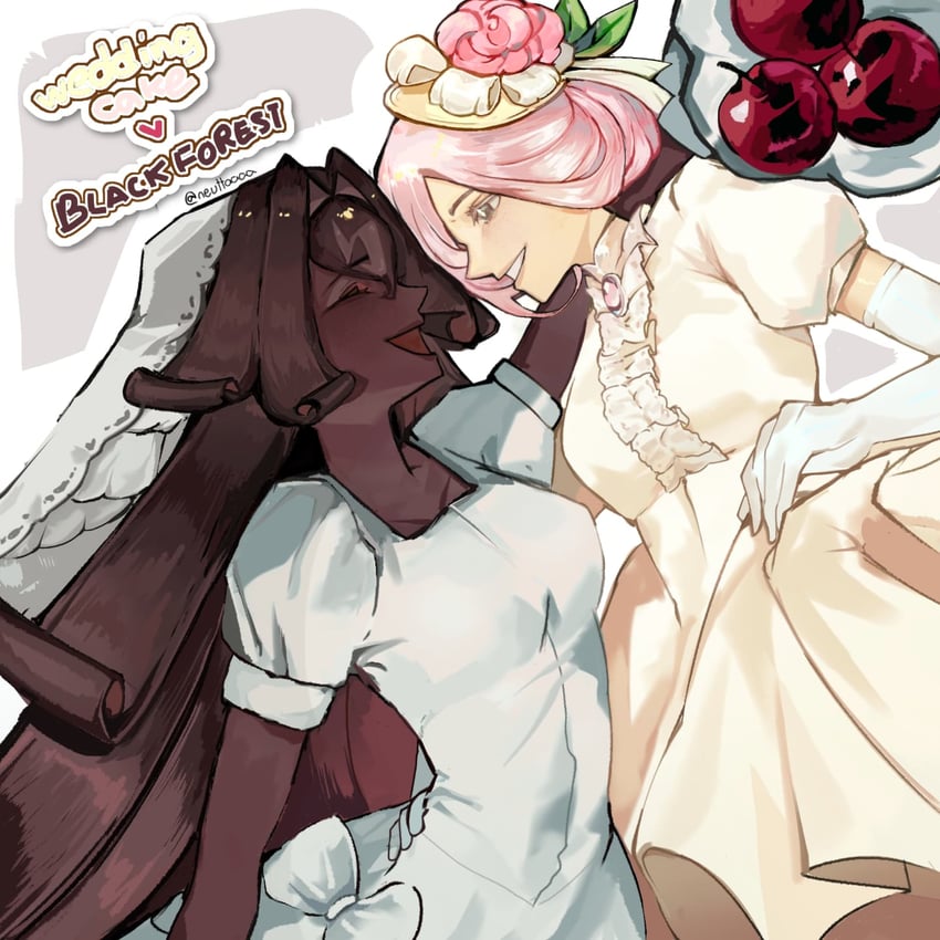 black forest cookie and wedding cake cookie (cookie run and 1 more) drawn by neuttaaaaa