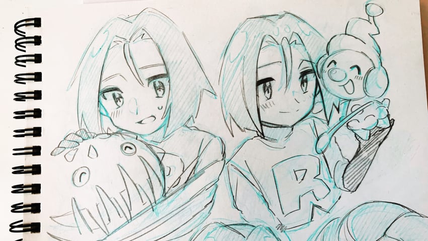 james, mime jr., and carnivine (pokemon) drawn by zou_jiang