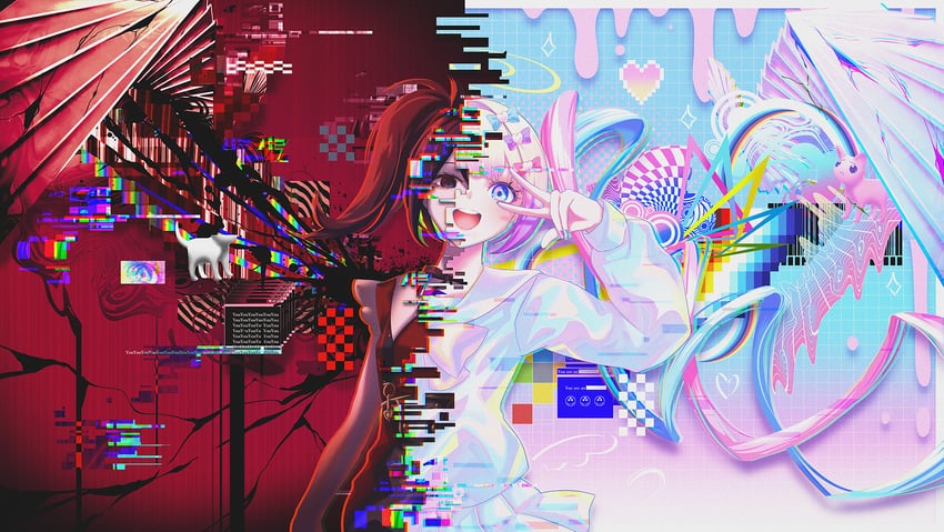chouzetsusaikawa tenshi-chan and ame-chan (needy girl overdose) drawn by berryverrine