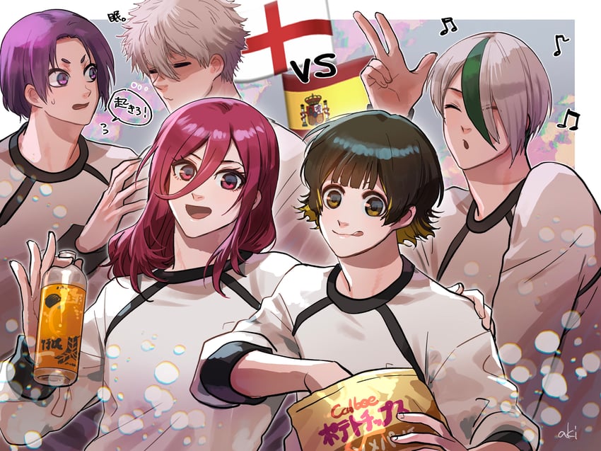 nagi seishirou, bachira meguru, mikage reo, chigiri hyoma, and otoya eita (blue lock) drawn by mizuhara_aki