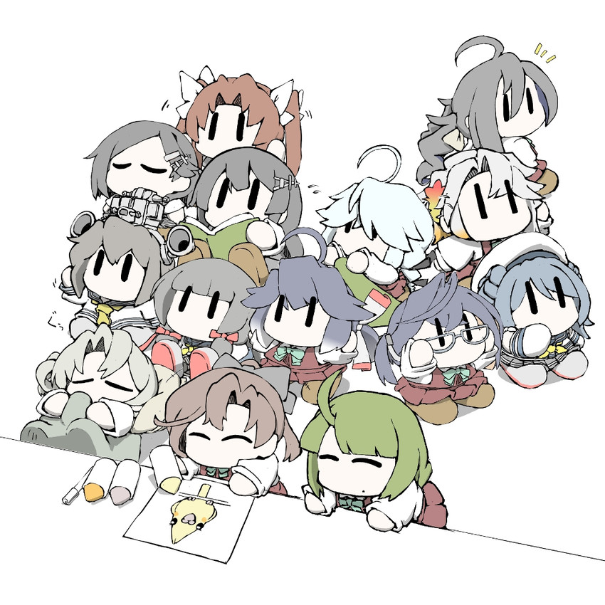 yukikaze, akigumo, urakaze, kagerou, kiyoshimo, and 9 more (kantai collection) drawn by task_(s_task80)