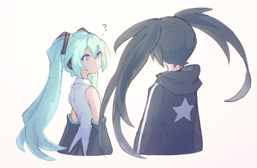 hatsune miku and black rock shooter (vocaloid and 1 more) drawn by mehyuew39
