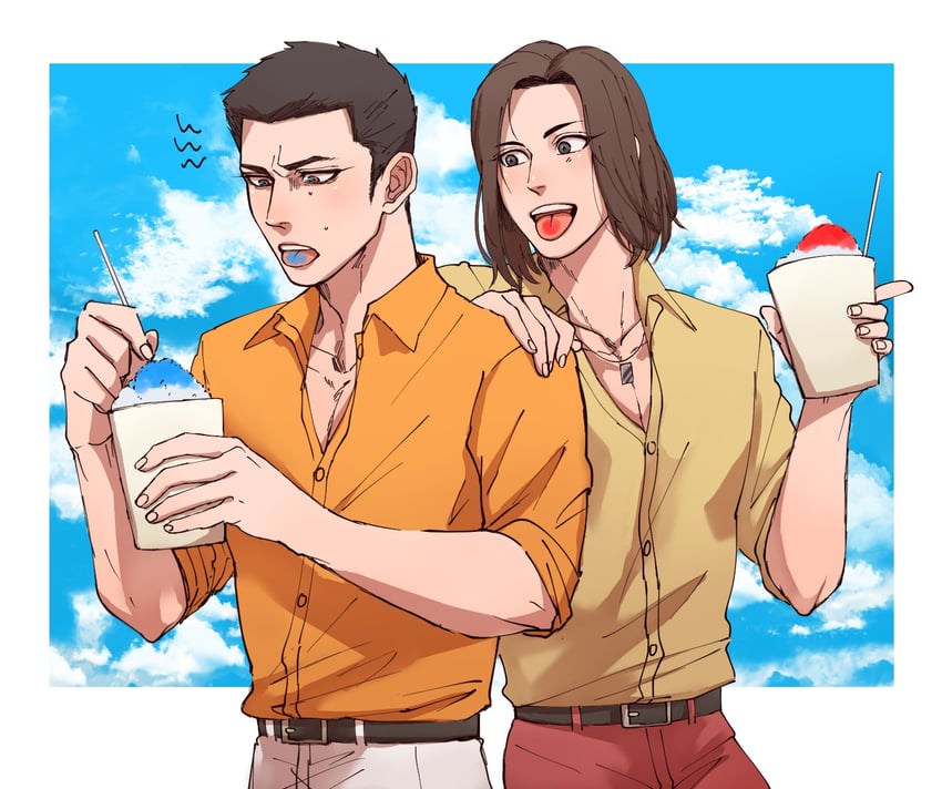 kiryu kazuma and nishikiyama akira (ryuu ga gotoku and 1 more) drawn by coco_(h221414)