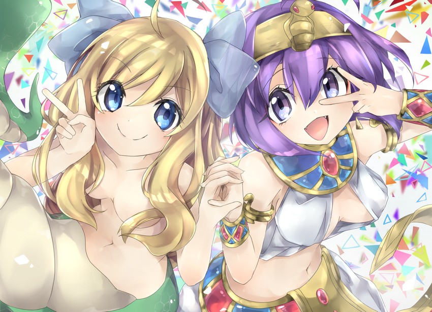 jashin-chan and medusa (jashin-chan dropkick) drawn by pippi_(ku_ro_do_zorizo_to)