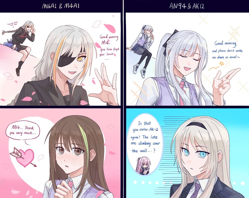 ak-12, an-94, m4a1, st ar-15, and m16a1 (girls' frontline) drawn by arianaleonardo