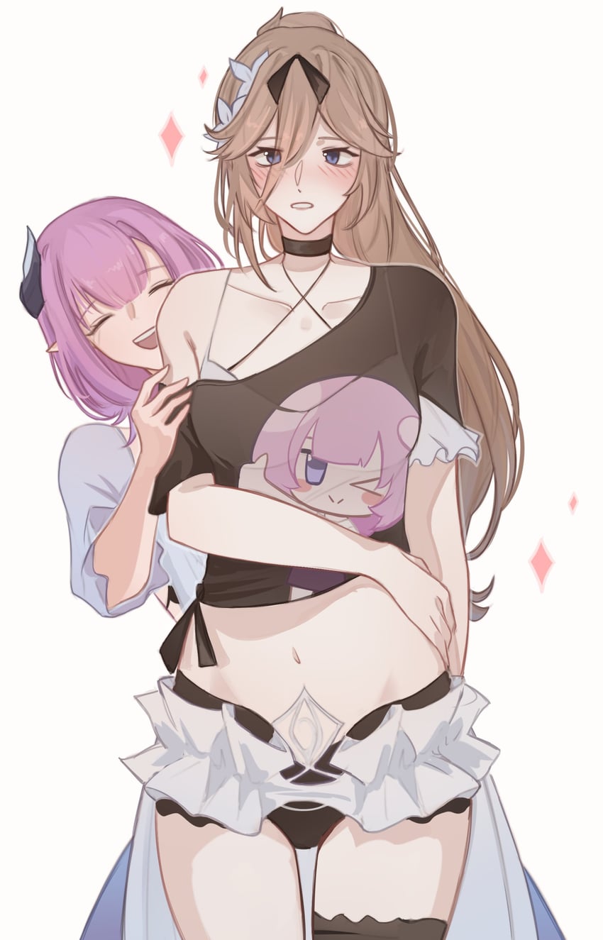 elysia and aponia (honkai and 1 more) drawn by 0wqquq