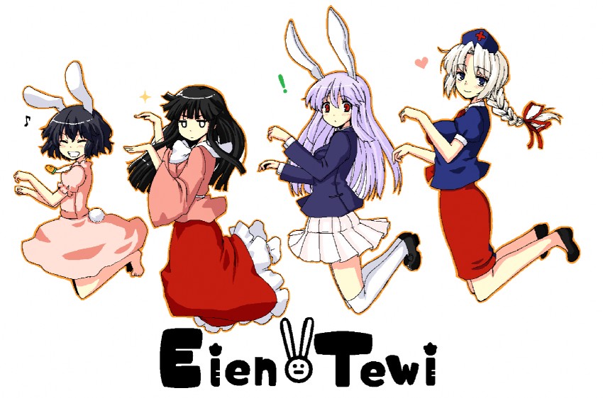 reisen udongein inaba, houraisan kaguya, inaba tewi, and yagokoro eirin (touhou) drawn by uro_(urotanc)