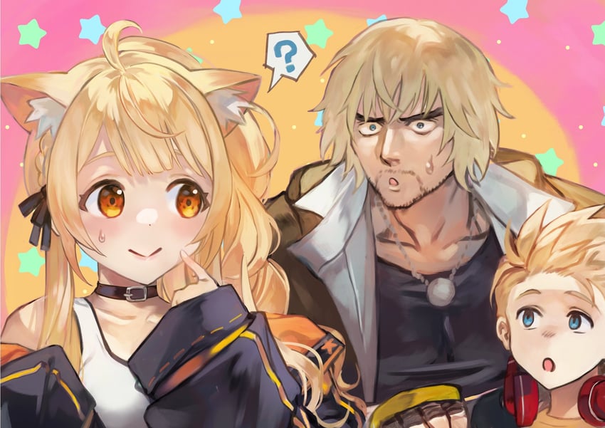 ken masters, yozora mel, and mel masters (hololive and 2 more) drawn by otsudou