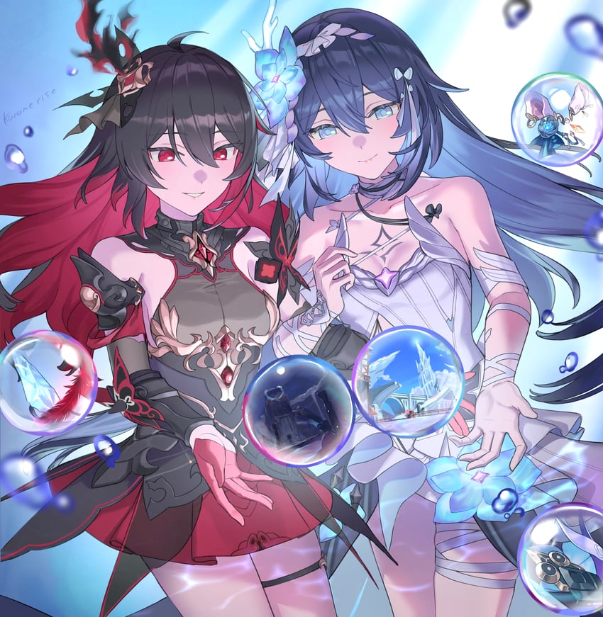 seele vollerei and seele (honkai and 1 more) drawn by karame_rise