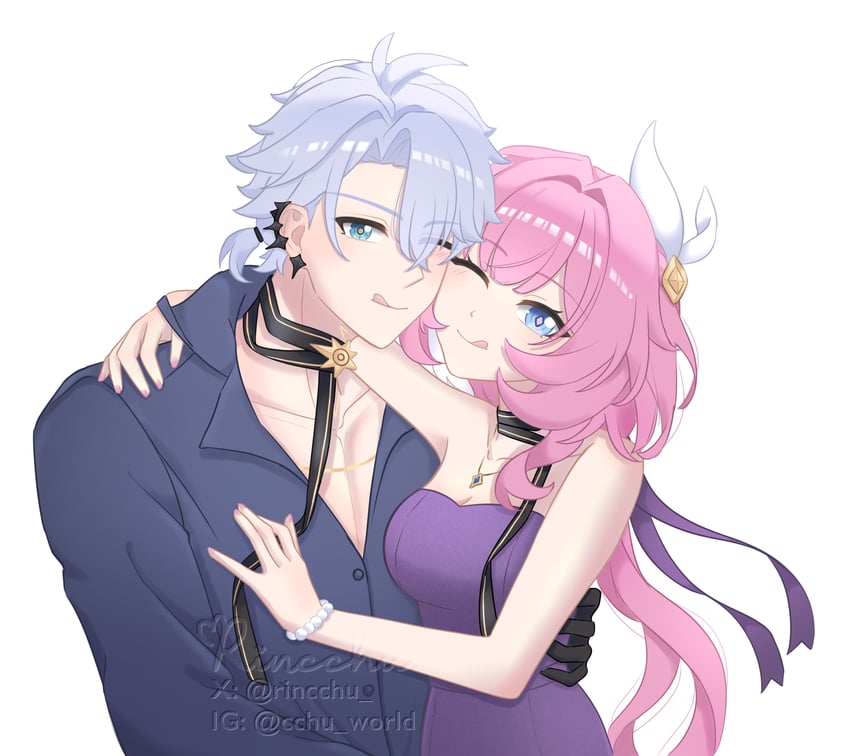 cyrene and phainon (honkai and 1 more) drawn by rincchu