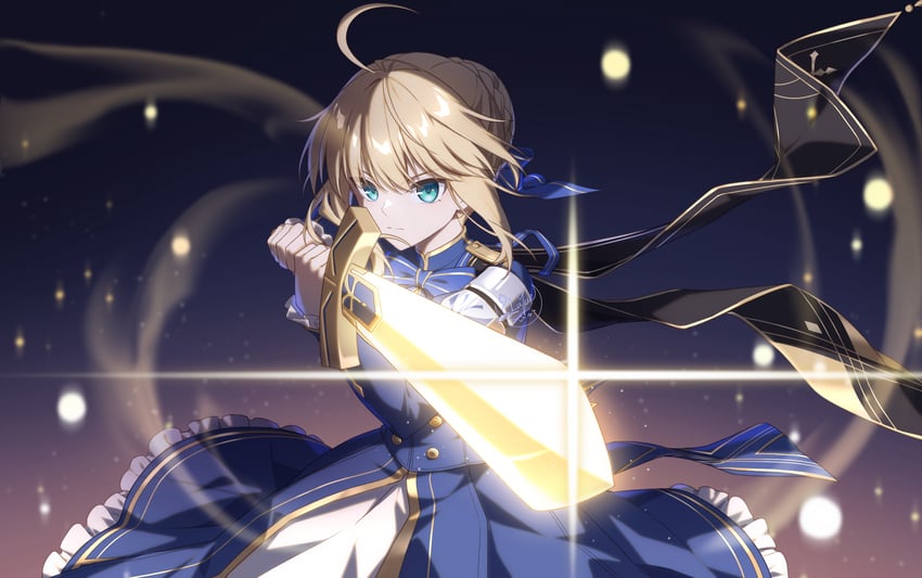 artoria pendragon and saber (fate and 1 more) drawn by luyue